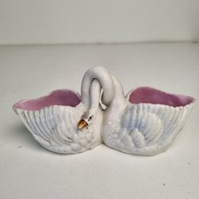  salière poivrière, Saleron, porcelaine, Paris ? 19ème ? Cygnes,  Couple, 