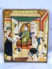 ?? ANCIENNE PEINTURE MINIATURE ORIENTAL SCENE DE PERSONNAGES INDE Sir THOMAS