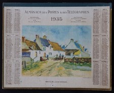 1935 CALENDRIER ALMANACH PTT POSTES OBERTHUR Saillé Loire-Inférieure Guérande
