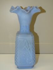 -ANCIEN VASE OPALINE DE FOIRE COULEUR BLEUE OBJET DE COLLECTION DECO VITRINE XXe