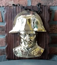 Buste de napoléon mural en métal argenté sur bois vintage