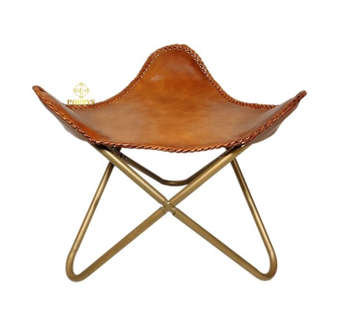 Cuir papillon tabouret pliable - cuir,