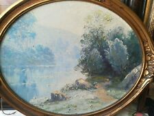 Huile sur panneau ancienne / paysage marin Bretagne / Émile Gauffriaud 