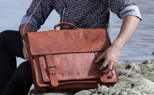 Véritable marron souple cuir - marron,