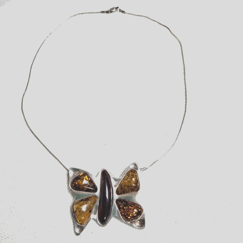 Collier papillon ambre et - collier, en