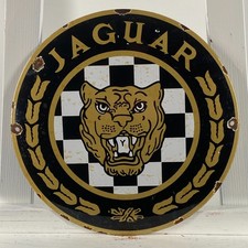 Plaque émaillée Jaguar - Ø 30 cm (11,8") - Rare décoration de garage...