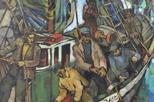 Grande huile sur toile signée - grande,