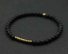 Bracelet de perles pierre de Lave et Hématite dorée, Sur mesure