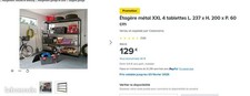Étagère métal XXL 4 tablettes L. 237 x H. 200 x P. 60 cm
