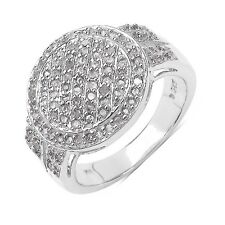 Bague Fiançailles Pavé Diamant Argent massif 925