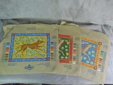 Trois CREATIONS TAPISSERIE, par DMC. Pour laine Colbert. 1996.