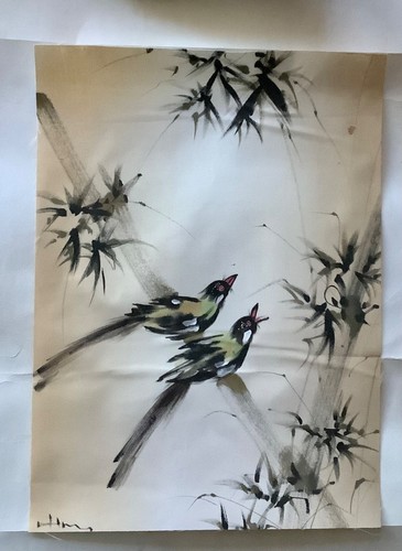 Peinture calligraphie oiseaux - calligraphie,