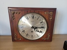ANCIENNE HORLOGE PENDULE MURALE VINTAGE "VEDETTE" BOIS BRONZE LAITON ELECTRONIC