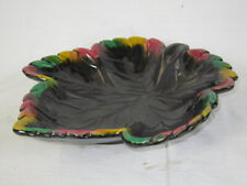 CENTRE DE TABLE EN CERAMIQUE NOIRE EMAILLEE MULTICOLOR VALLAURISE / ACCOLAY 1960