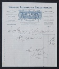 Facture 1911 PARIS  LITERIE