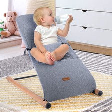 Transat de Bébé Balançoire pour Berceau Siège Bois Jersey Lavable Gris L 74 CM