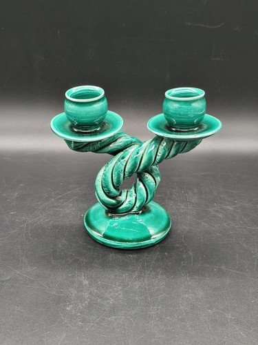 Bougeoir double faïence - , vert