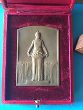Ancienne Médaille Plaque en Bronze Signée DELANNOY Art Deco Comptoir de l'Azote