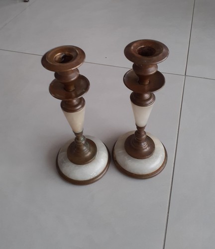 Bougeoirs anciens laiton et - 2,