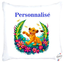 Housse de Coussin Roi Lion Personnalisé le prénom de votre Choix..