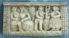 Tabatière sculptée 18è XVIIIè Bas relief scène d'intérieur Allégorie rare ancien