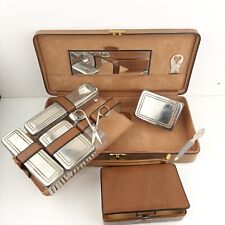 Set De Trousse De Toilette De Voyage En Cuir Marron. Vintage
