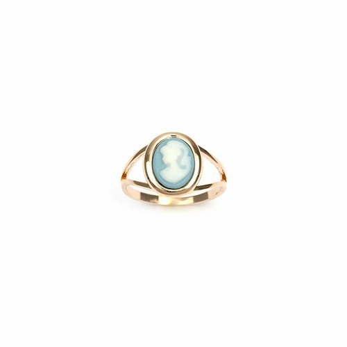 Bague camée bleu plaqué or - bague,