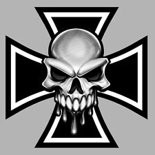  CROIX DE FER TETE DE MORT MALTE BIKER BOBBER VW DUB AUTOCOLLANT STICKER CA168.