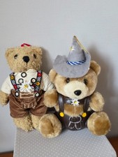 2 OURS ALLEMANDS PELUCHE VINTAGE YODELS GERHARDSHOFEN 20 CM COSTUME TRADITIONNEL