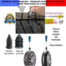 Kit  Réparation Crevaison Pneu Tubeless Voiture Moto Auto Quad Engin Agricole