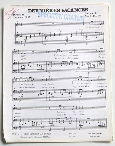Partition vintage sheet - , music