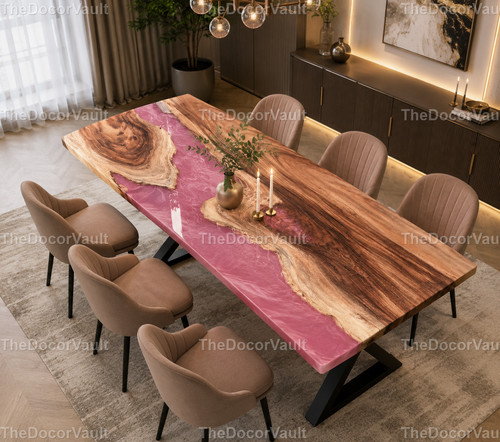 Live edge wood pink epoxy - live,