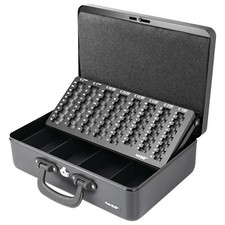 22037-02 Caisse à monnaie caisse compte-monnaie 2 poignées 36 x 25 x 11 cm noir