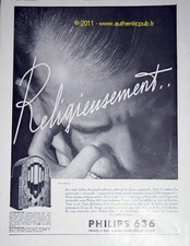 PUBLICITE ORIGINALE de 1934 PHILIPS RADIO POSTE 636 religieusement FRENCH AD
