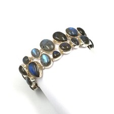 Bracelet 16,0-20,5 cm en argent 925 cabochon labradorite bijoux pour femmes b...