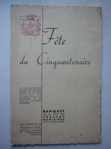 Ancien menu banquet 1939 - ancien,