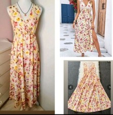 Robe Longue  Fine Été  Beige A Fleurs Multicolores Femme Taille 34/36 , XS/ S ?