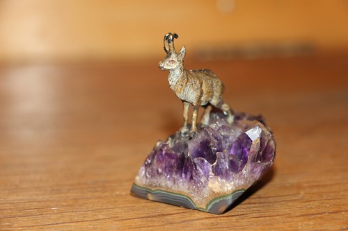 Bronze animalier chamois sur - bronze,