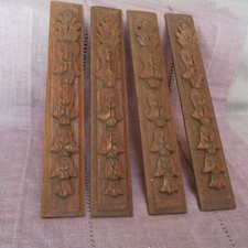 4 Ornements Plaques anciens en bois sculpté  éléments de décoration