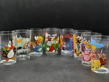 Lot 8 verres à moutarde vintage 1970-1990 Tintin Lucky Luke Maya Candy Asterix
