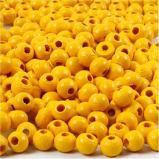Perles en bois, d 5 mm, jaune