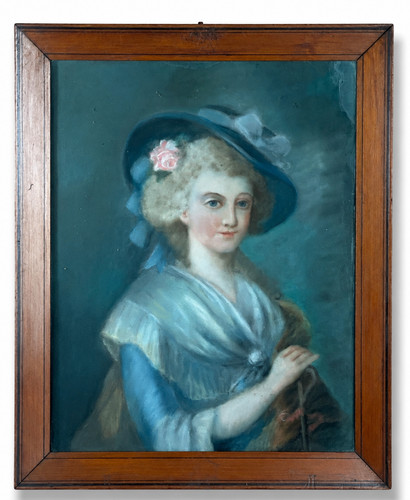 Tableau ancien portrait jeune - tableau,