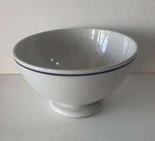 Ancien Bol En faience blanc Bordure Bleu shabby Collection Cuisine