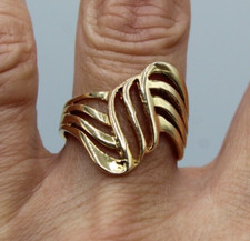 Ancienne Bague en Plaqué Or Jaune Ajourée T.58