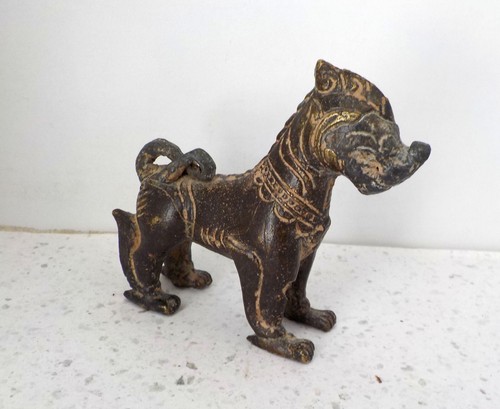 Statuette bronze chien fô - bronze,