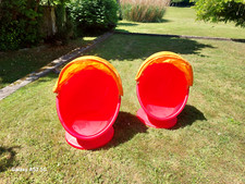 Paire de fauteuils pivotants IKEA oeuf avec capote (Lömsk en rouge/orange)