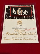 Etiquette vin Mouton Rothschild 1994 Bordeaux Pauillac spécimen - Voir ma liste