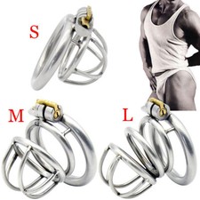Men-Bird-Lock-Restraint-Stainless-Male-Chastity-Device/Belt-Cage-Cock-Lock
