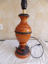 Grand pied de lampe en bois tourné verni 40 cm