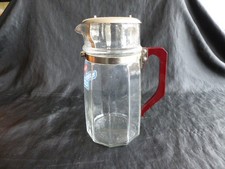 ANCIEN ET RARE PICHET EN VERRE PUBLICITAIRE PERNOD FILS POIGNEE BAKELITE